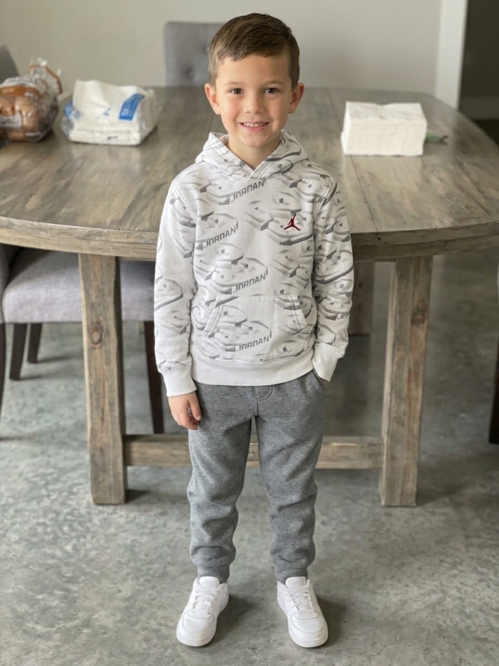 Jordan White & Gray Kids' Jogger Hoodie